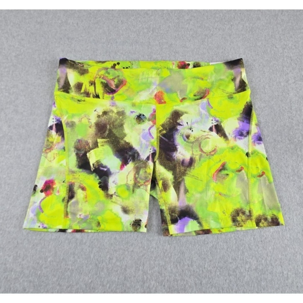Nike Fast Womens Size 2X Tight Fit 7" Mid Rise Shorts Activewear Green Multi NWT